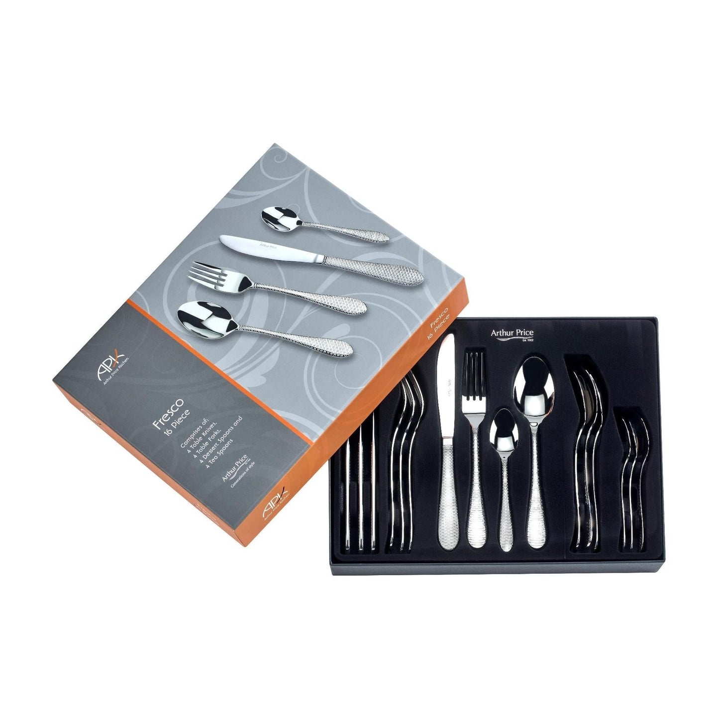 Arthur Price Kitchen range 'Fresco' 18/10 stainless steel 16 piece 4 person boxed cutlery set for lu
