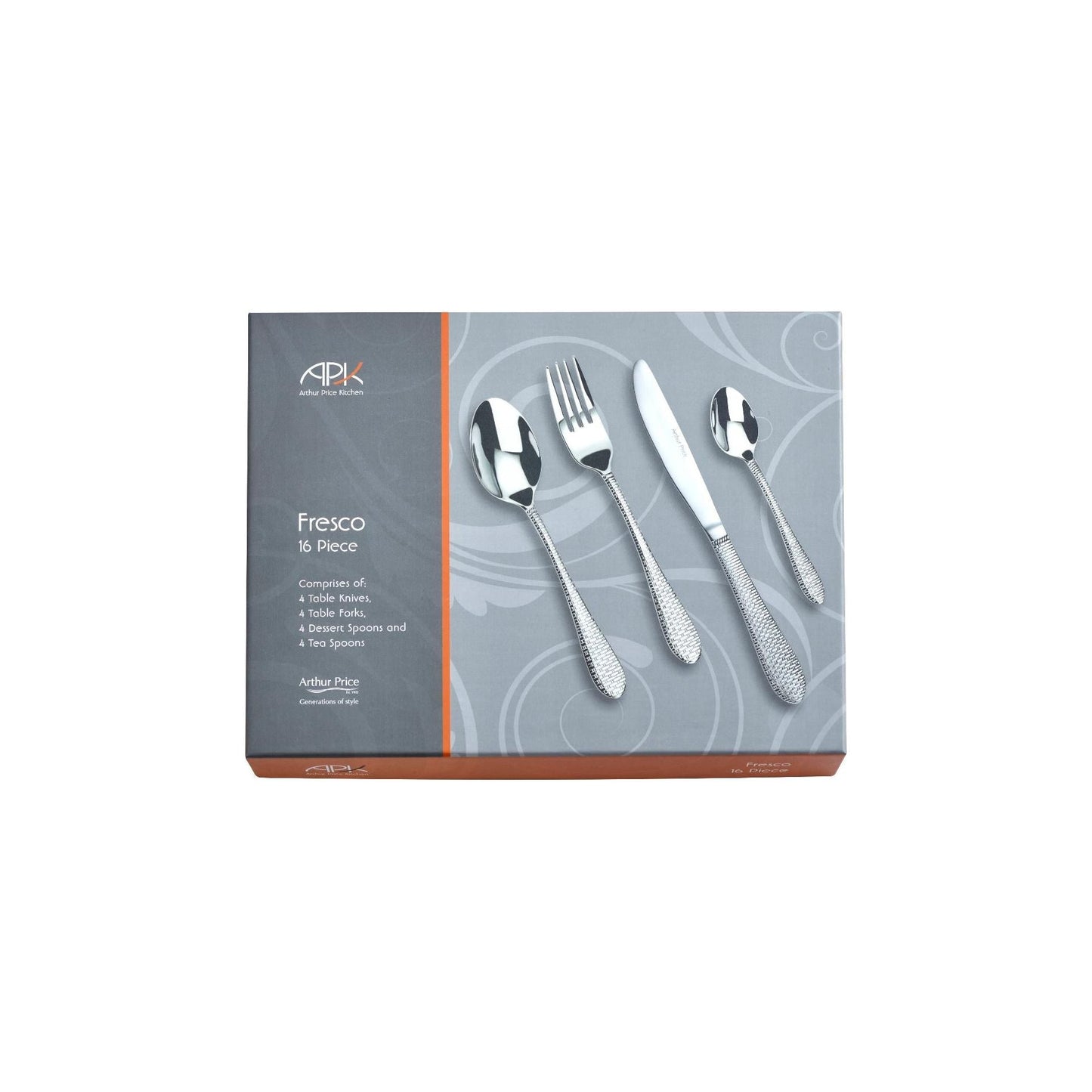 Arthur Price Kitchen range 'Fresco' 18/10 stainless steel 16 piece 4 person boxed cutlery set for lu
