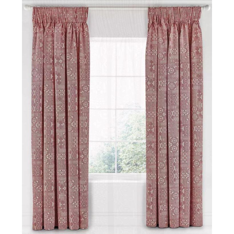Bedeck of Belfast Akello Lined Curtains 90" x 90" - Crimson