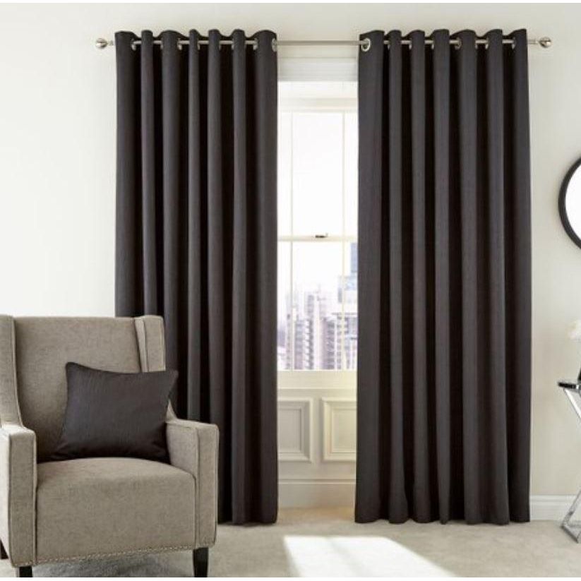Peacock Blue Hotel Barcelo Lined Curtains 66" x 90" - Graphite