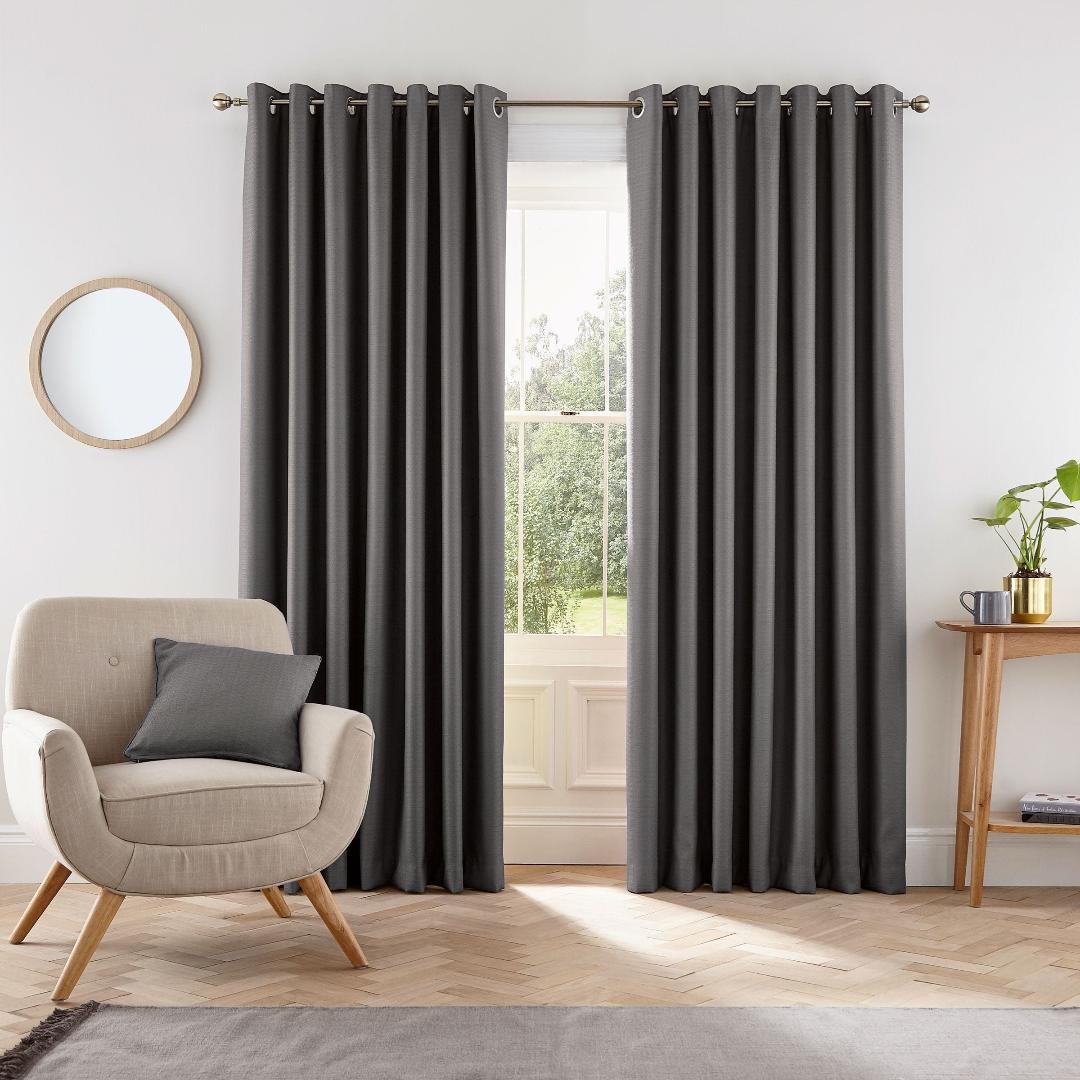 Helena Springfield Eden Lined Curtains 66" x 72" - Charcoal