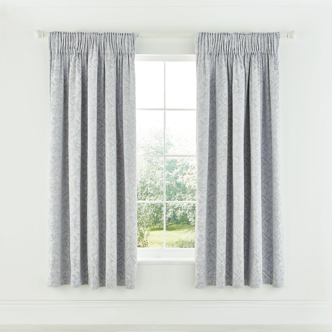 Sanderson Sibyl Lined Curtains 66" x 72" - Silver