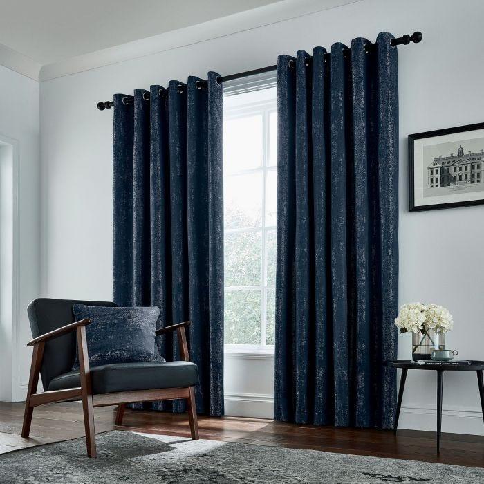 Helena Springfield Roma Lined Curtains 90 x 90, Navy