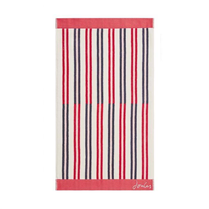 Joules Dawn Shadow Stripe Hand Towel in Raspberry