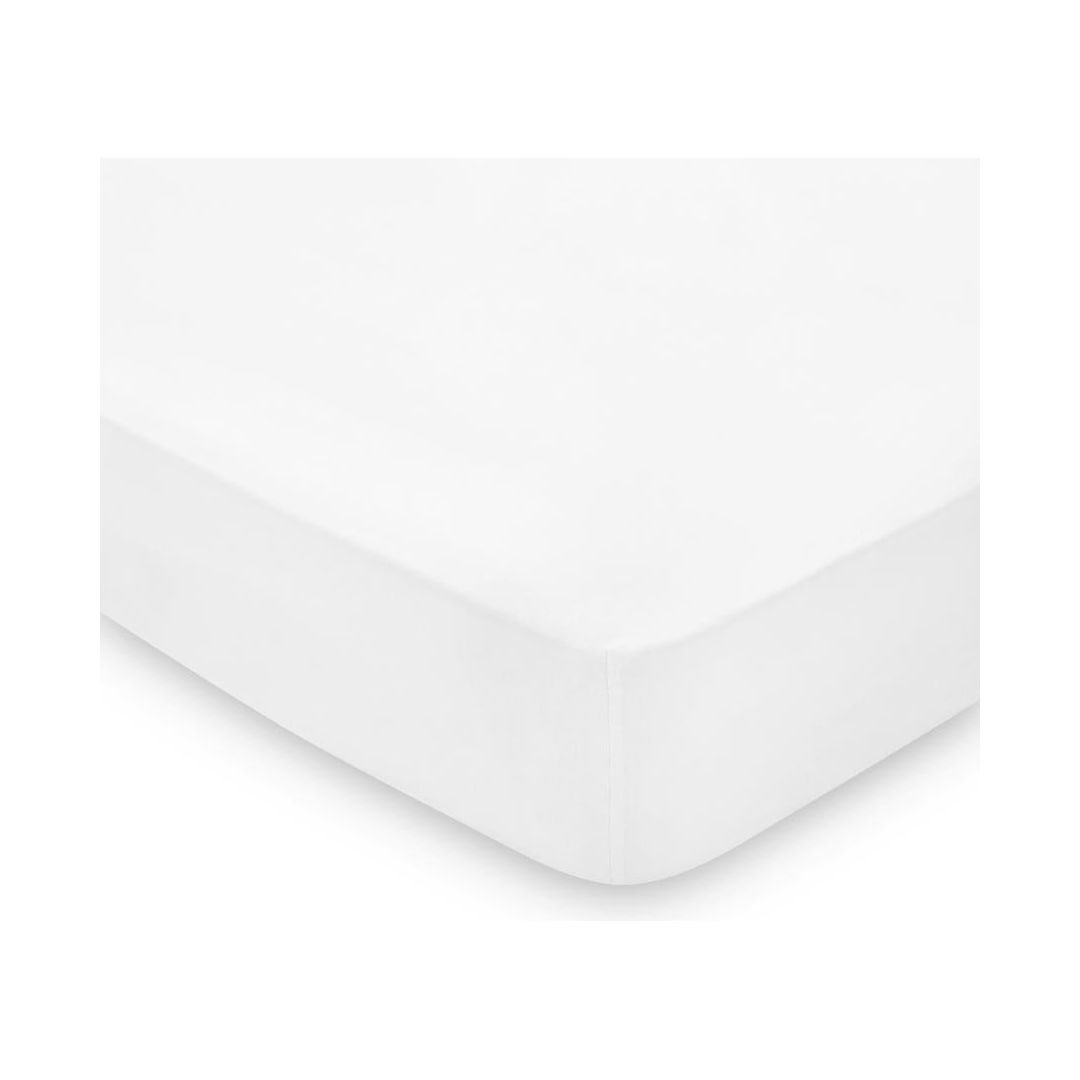 Peacock Blue Hotel 300Tc Plain Dye Fitted Sheet WHITE/135CMX190CM