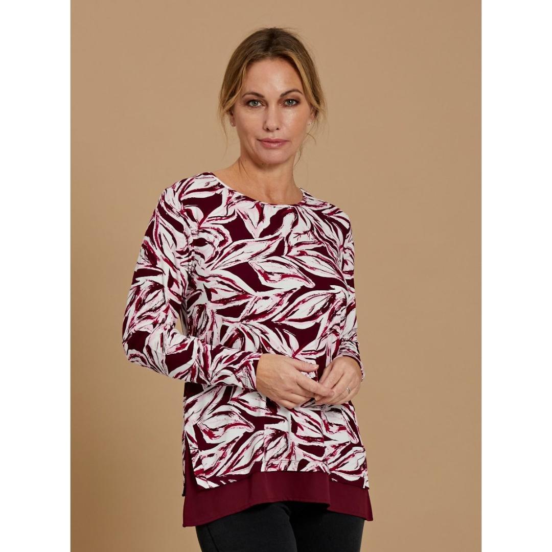 VIZ-A-VIZ Asymmetric Hem Printed Top