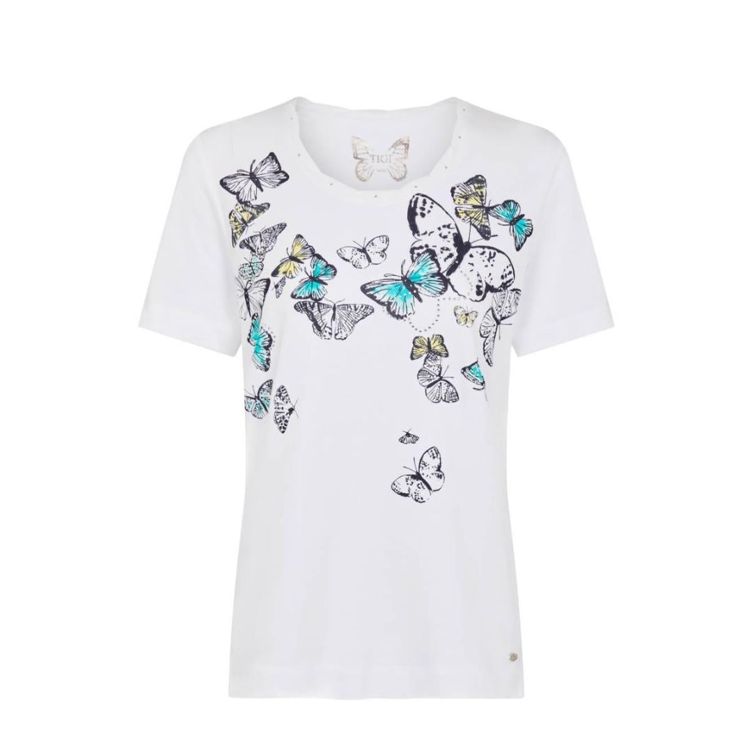 TIGI White Twist Neck Butterfly Top - White