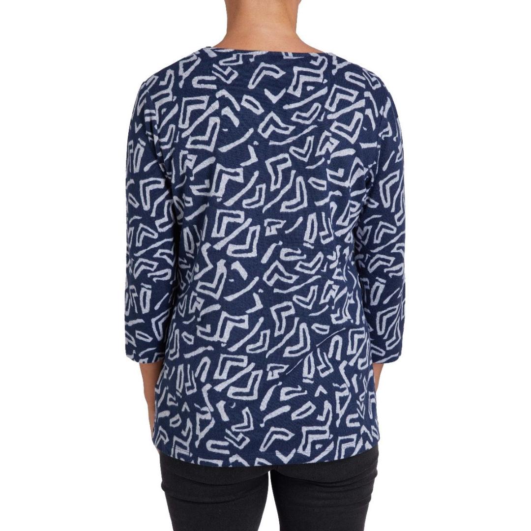 VIZ-A-VIZ Asymmetric Aztec Print Top