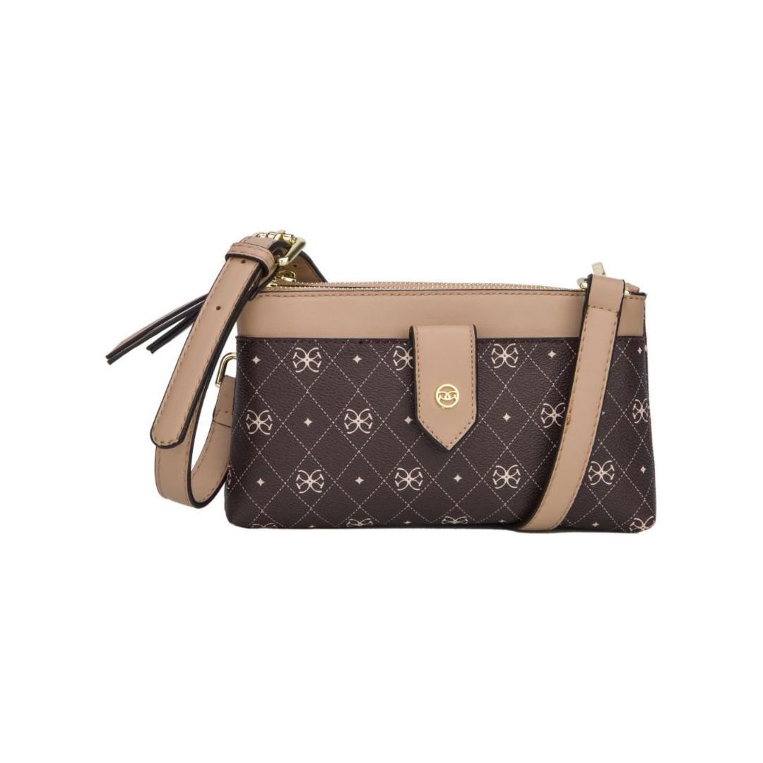 Gionni Aruba Monogram Multi Compartment Crossbody Bag - Brown