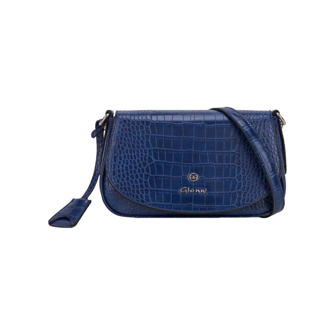 Gionni Diani Croc Flapover Crossbody - Navy