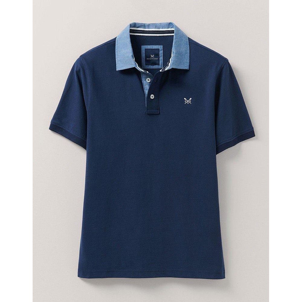 Crew Clothing Chambray Collar Pique Polo Heritage Navy Size XXL