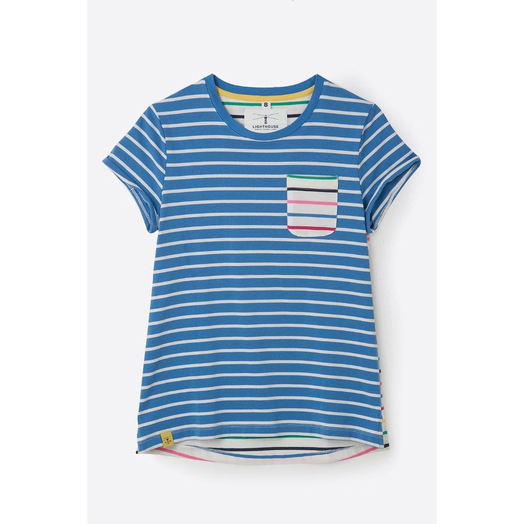Lighthouse Causeway Tee - Marine Blue Stripe