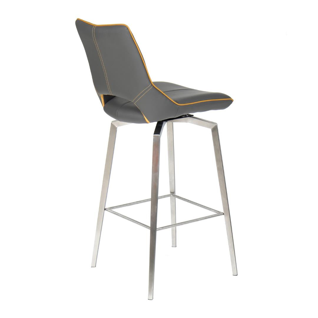Mako Swivel Leather Effect Graphite Grey Bar Chair