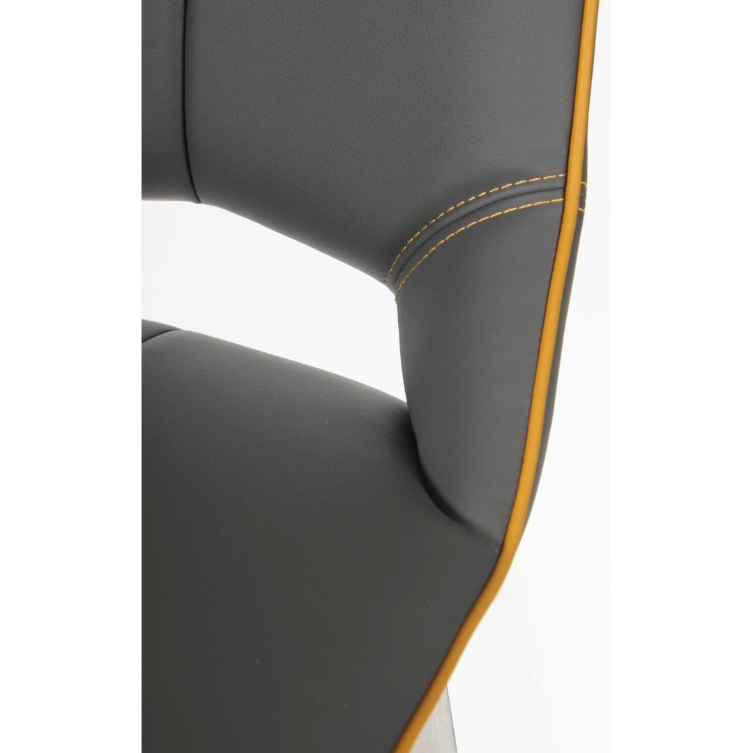 Mako Swivel Leather Effect Graphite Grey Bar Chair