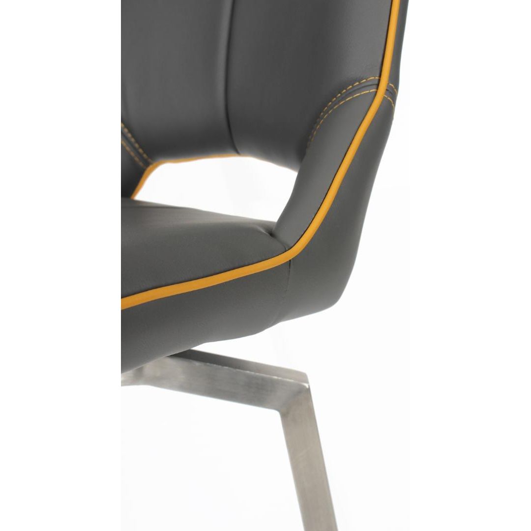 Mako Swivel Leather Effect Graphite Grey Bar Chair