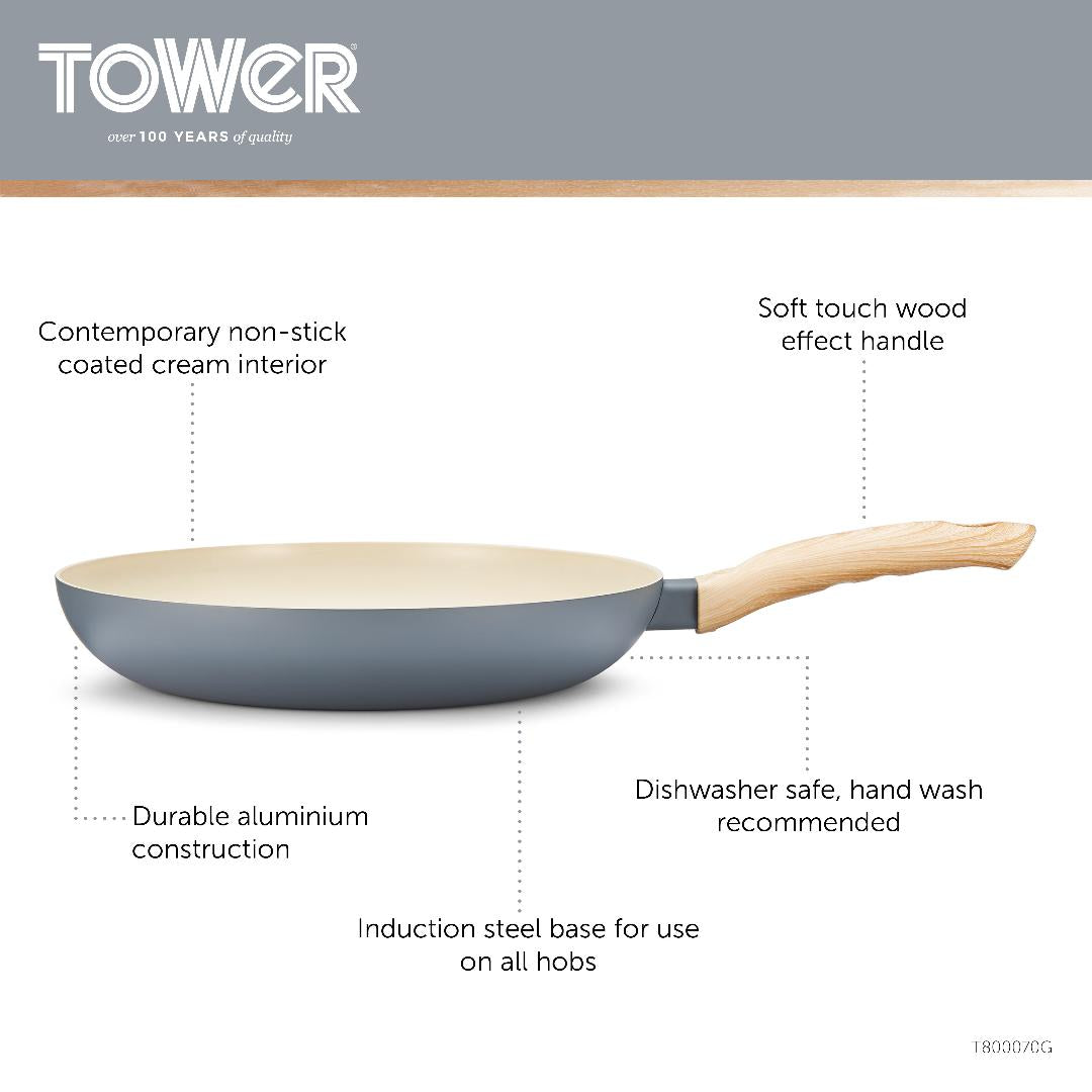 T800070G Tower Scandi 24/28cm 2 Piece Frying Pan Set Grey