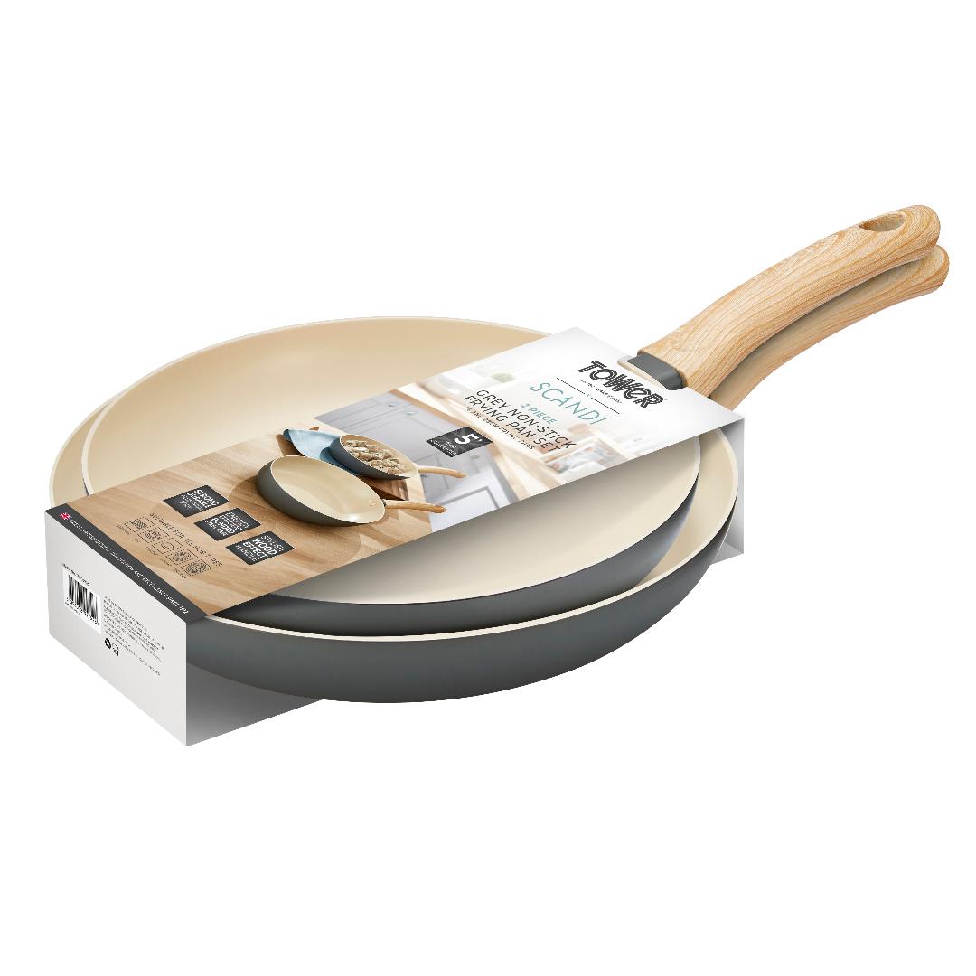 T800070G Tower Scandi 24/28cm 2 Piece Frying Pan Set Grey