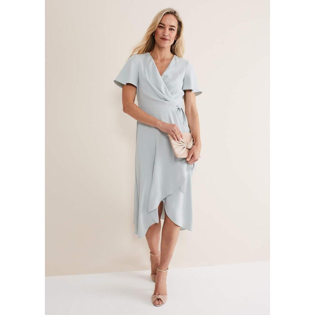 Phase Eight Julissa Ruffle Wrap Midi Dress - Eau De Nil