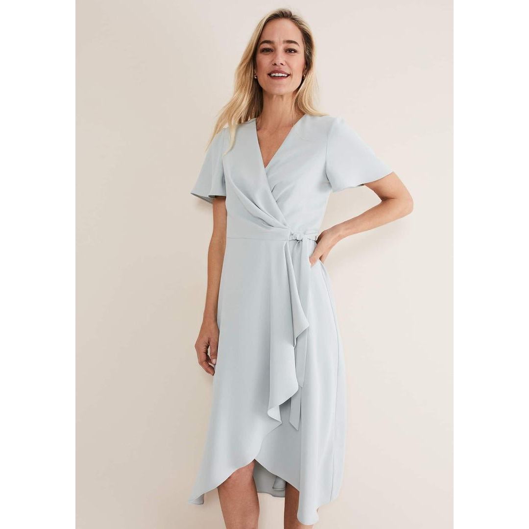 Phase Eight Julissa Ruffle Wrap Midi Dress - Eau De Nil
