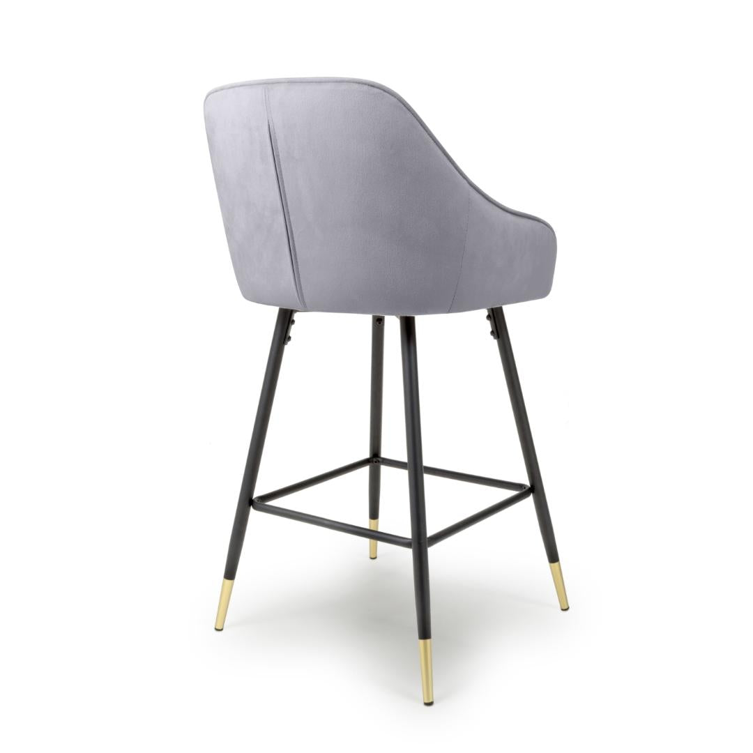 Savanna Brushed Velvet Grey Bar Stool Set Of 2