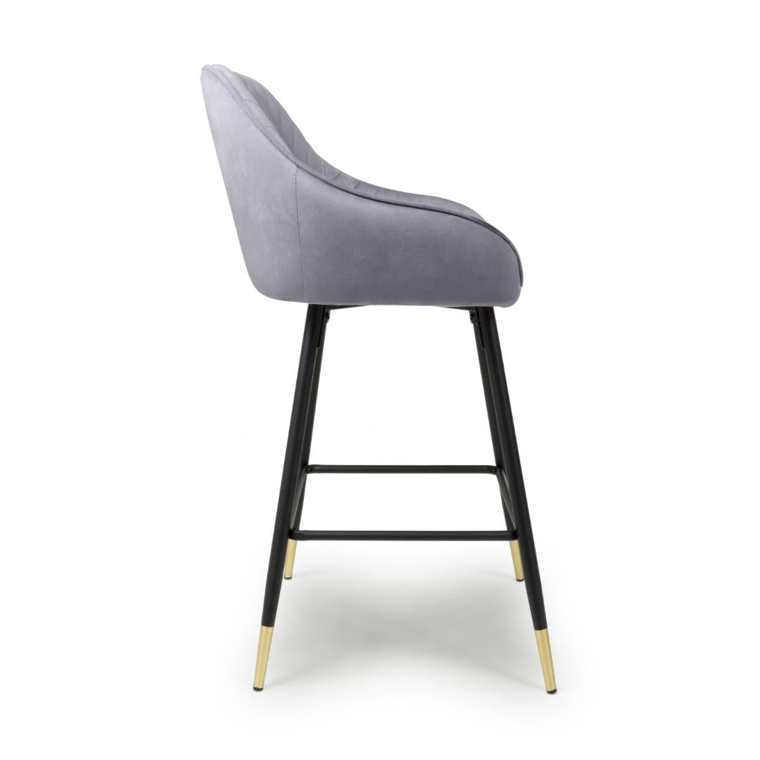 Savanna Brushed Velvet Grey Bar Stool Set Of 2