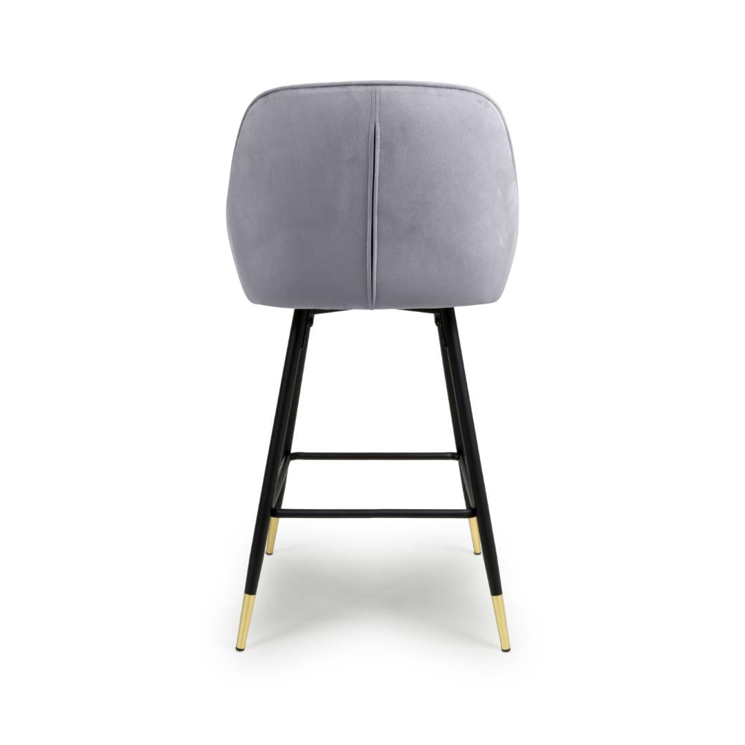 Savanna Brushed Velvet Grey Bar Stool Set Of 2