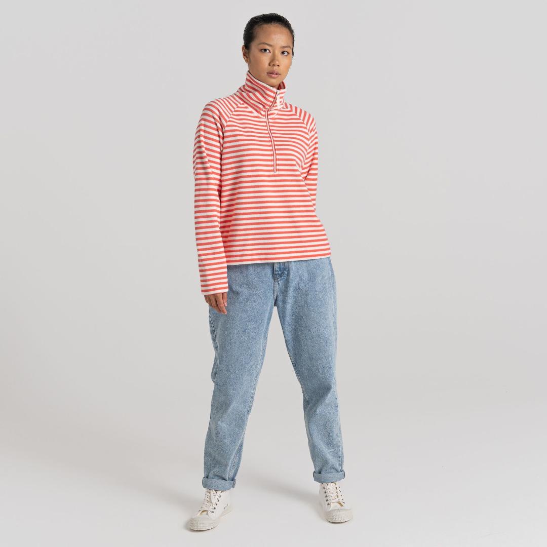 Craghoppers Women's Melina Half Zip Fleece - Rose Coral Stripe