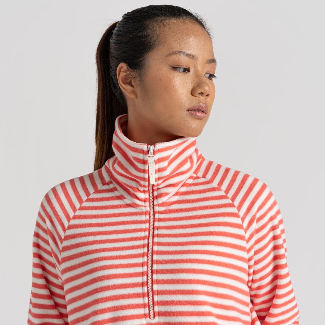 Craghoppers Women's Melina Half Zip Fleece - Rose Coral Stripe