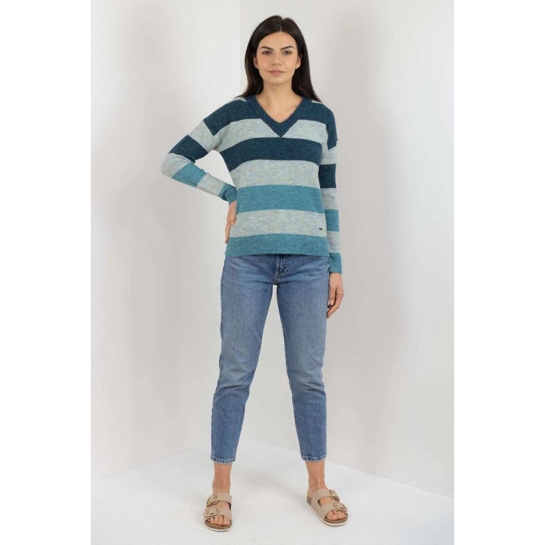 Buckley Darcey V Neck Jumper - Pool Blue