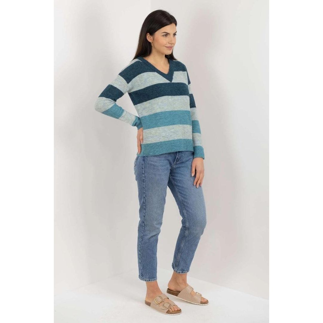 Buckley Darcey V Neck Jumper - Pool Blue