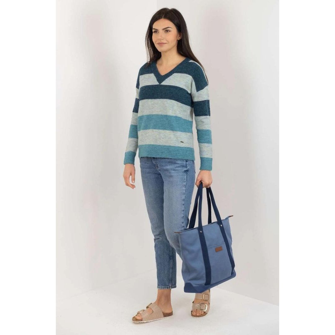 Buckley Darcey V Neck Jumper - Pool Blue