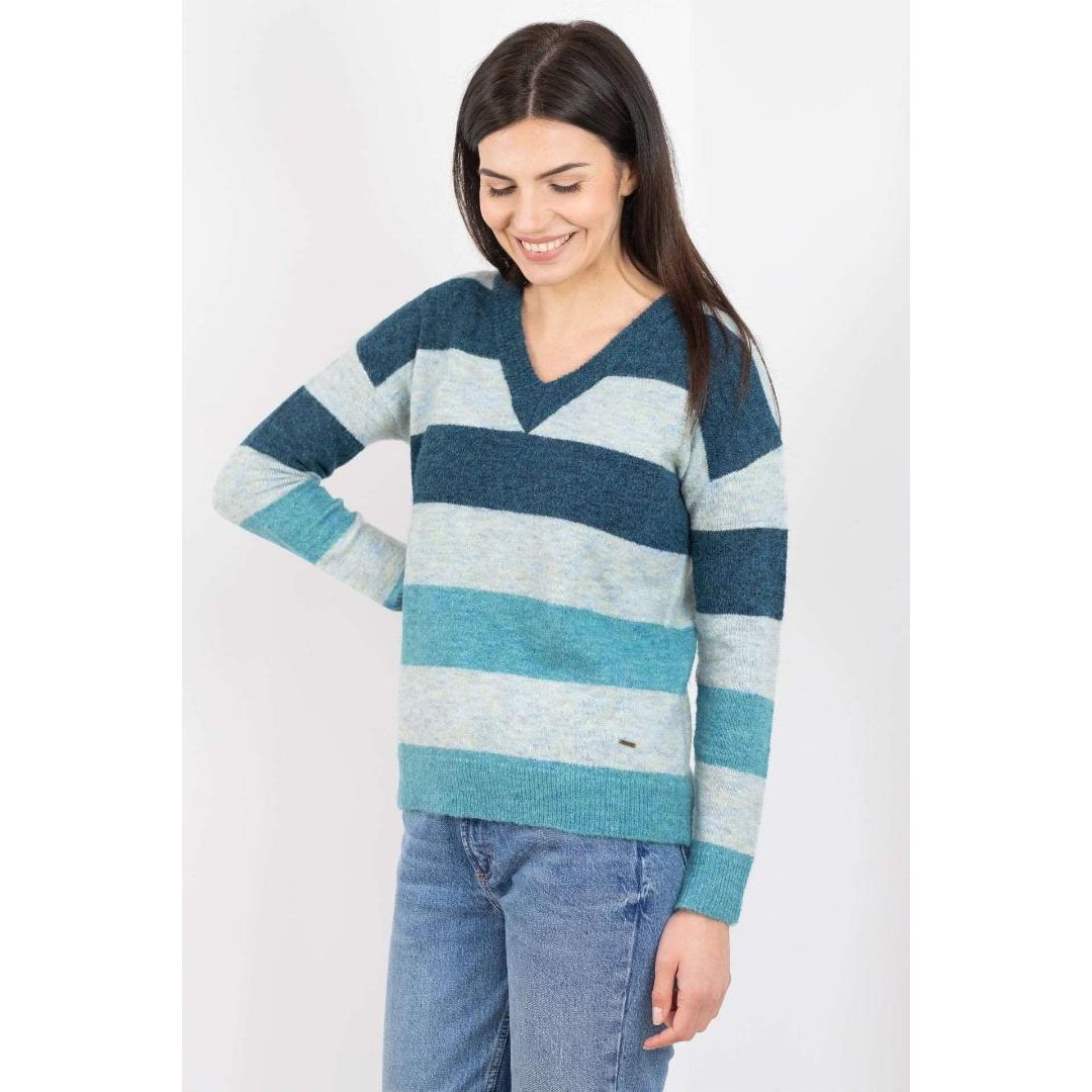 Buckley Darcey V Neck Jumper - Pool Blue
