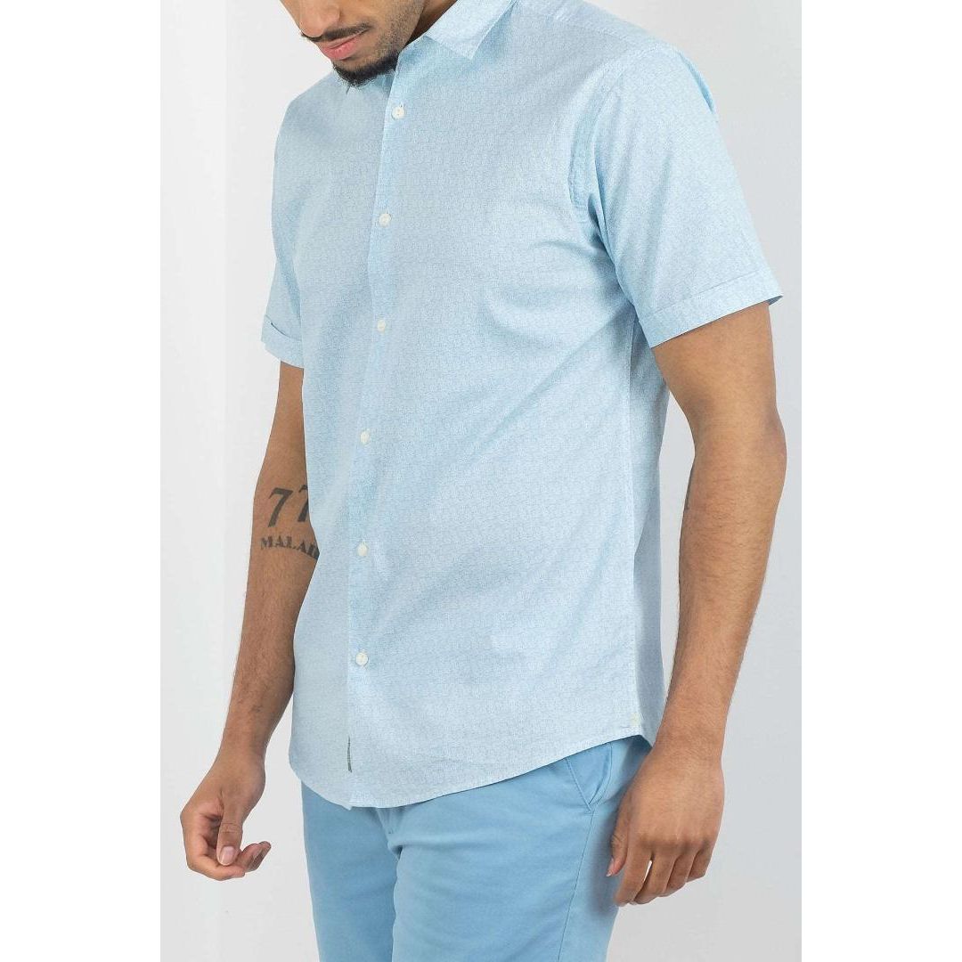 Buckley Jasper Short Sleeved Printed Shirt - Tranquil Blue
