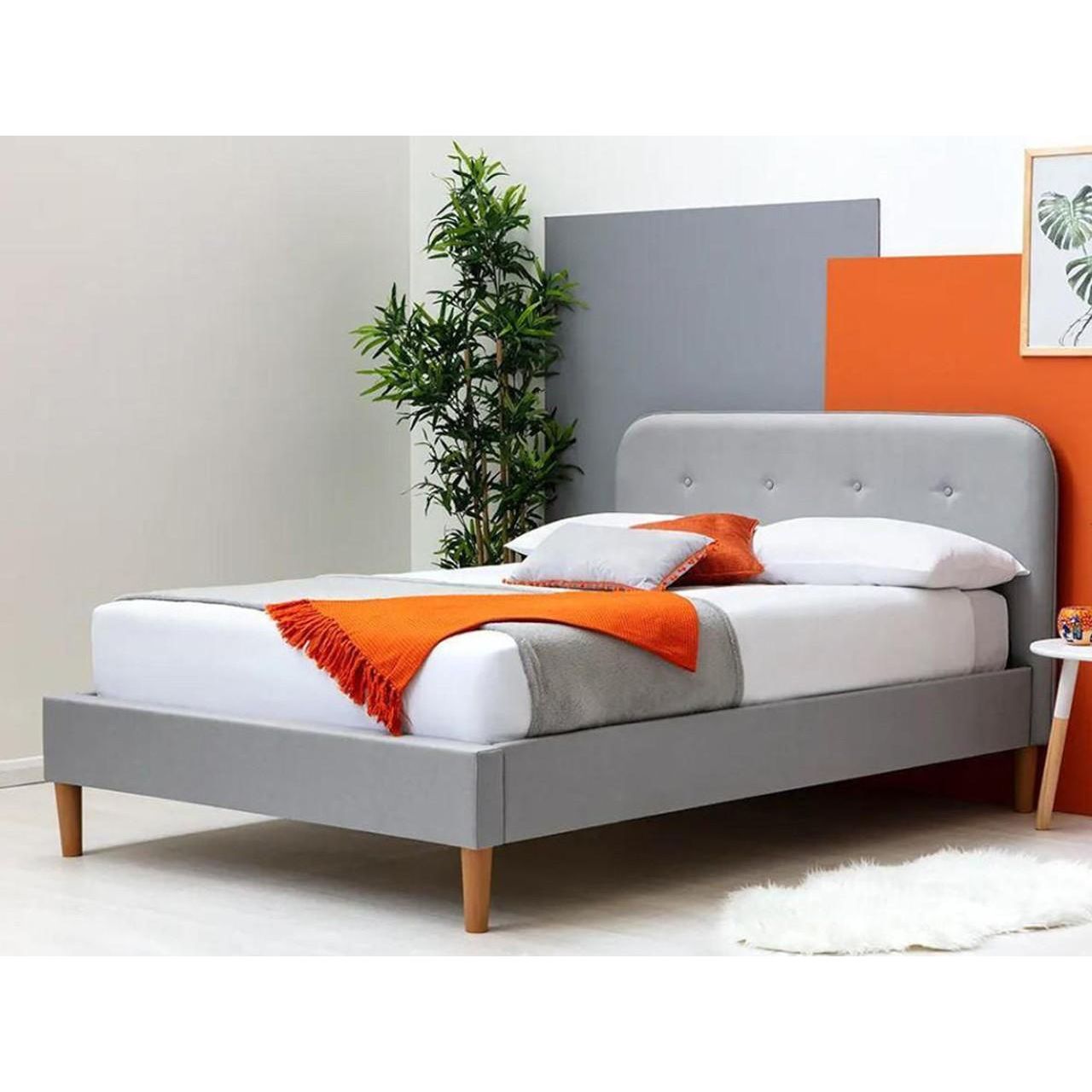 Bisham Light Grey Fabric Bed
