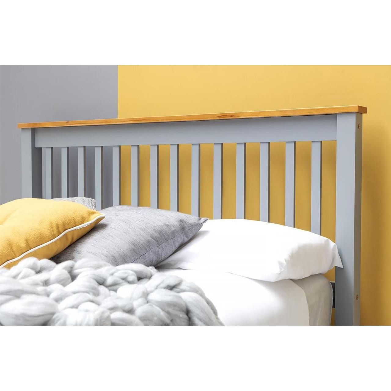 Pickmere Farmhouse Grey Wooden Bed