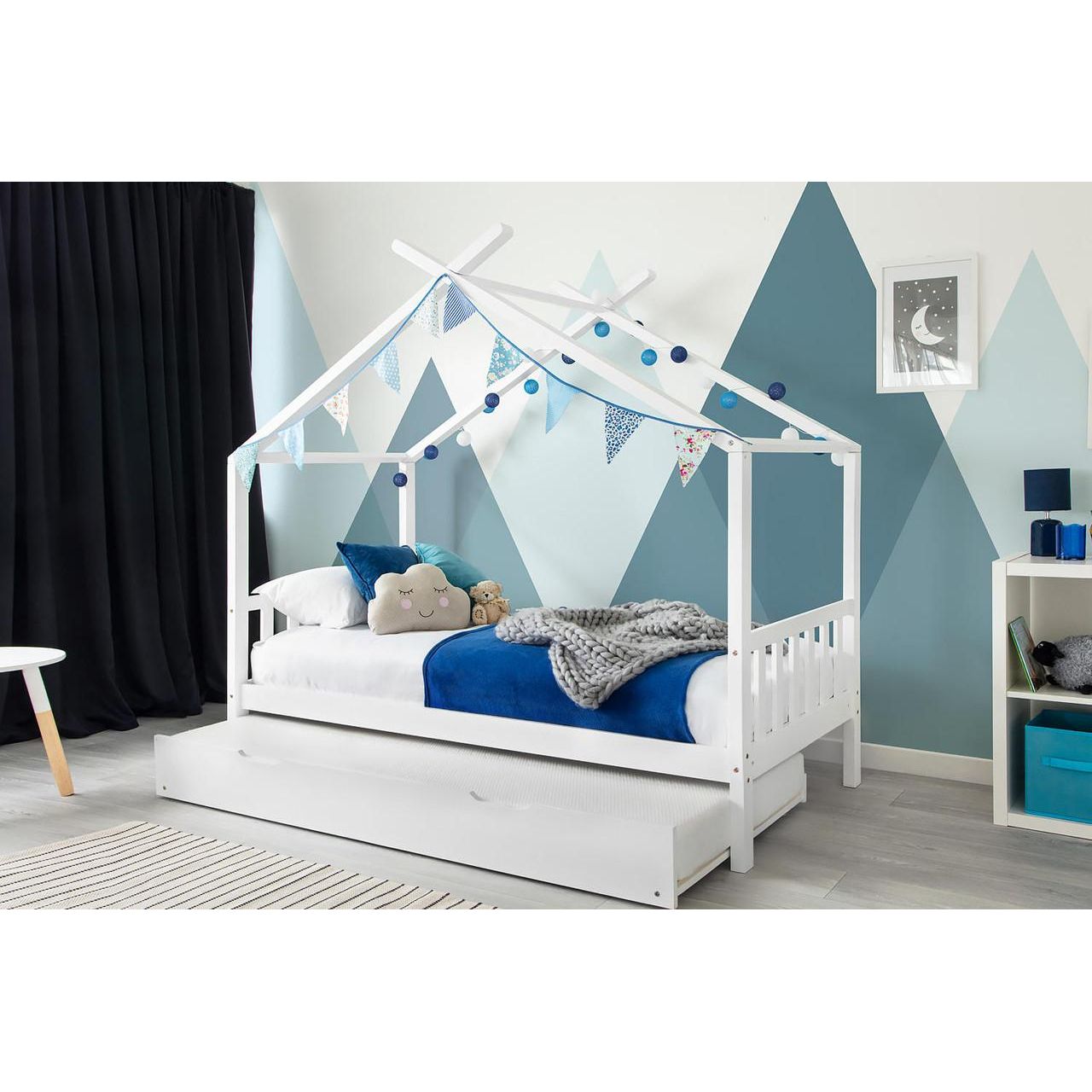 Charlie House White Bed With Trundle - Single