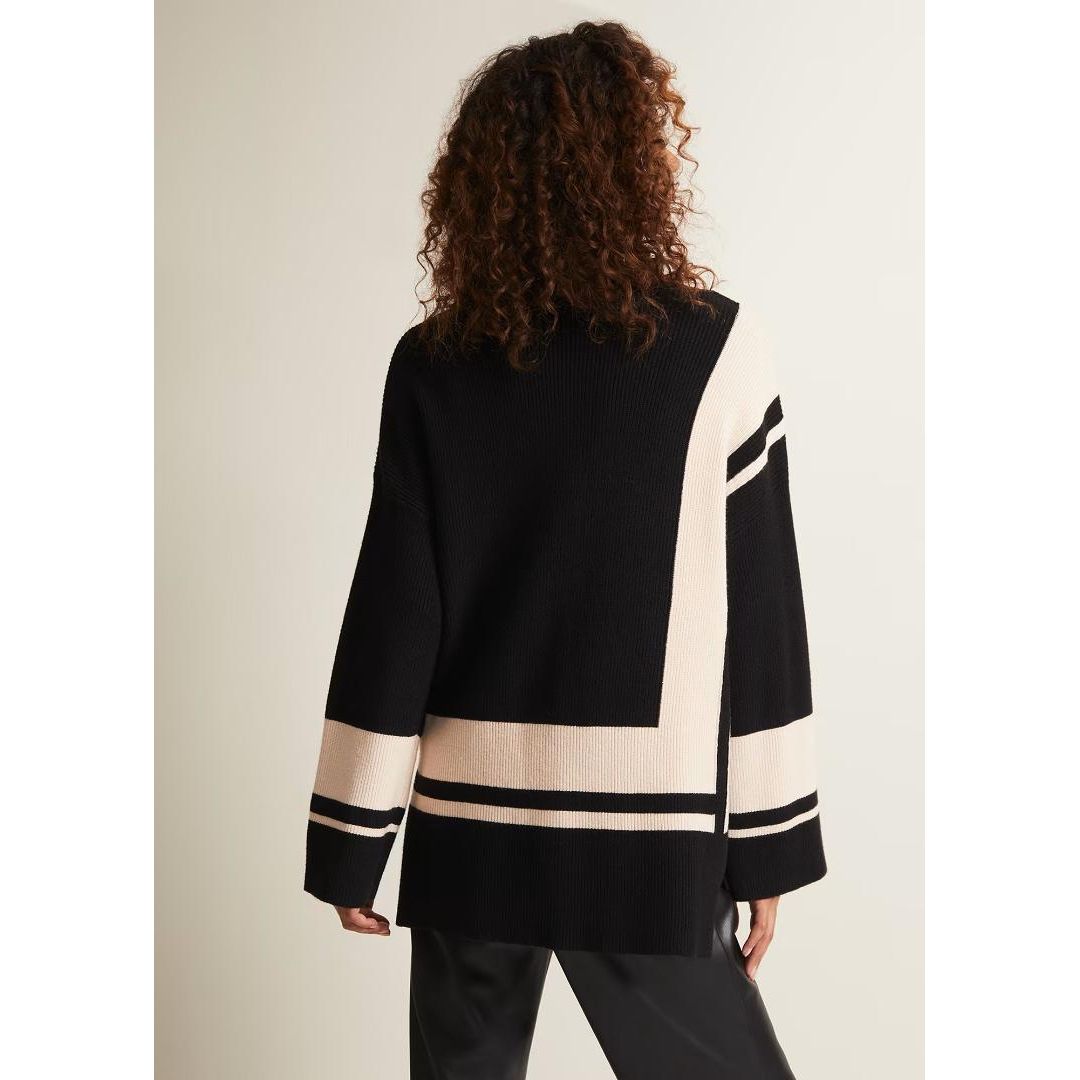 Phase Eight Kayleigh Striped Chunky Knit Jumper - Black/Putty