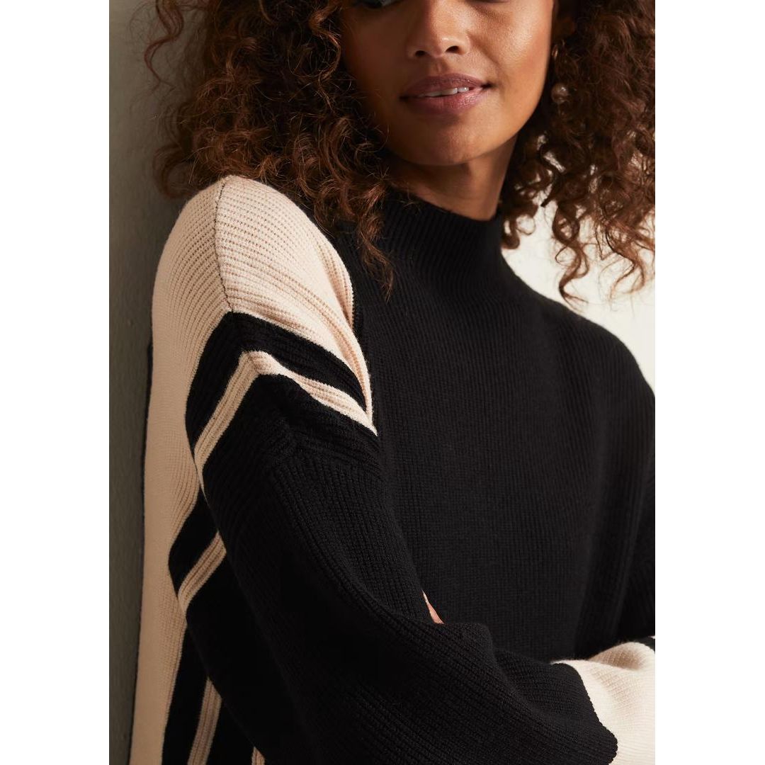 Phase Eight Kayleigh Striped Chunky Knit Jumper - Black/Putty