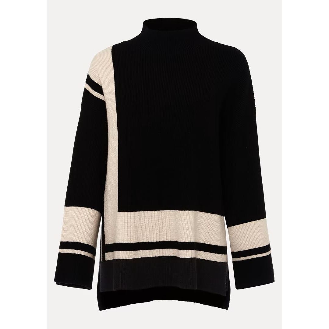 Phase Eight Kayleigh Striped Chunky Knit Jumper - Black/Putty
