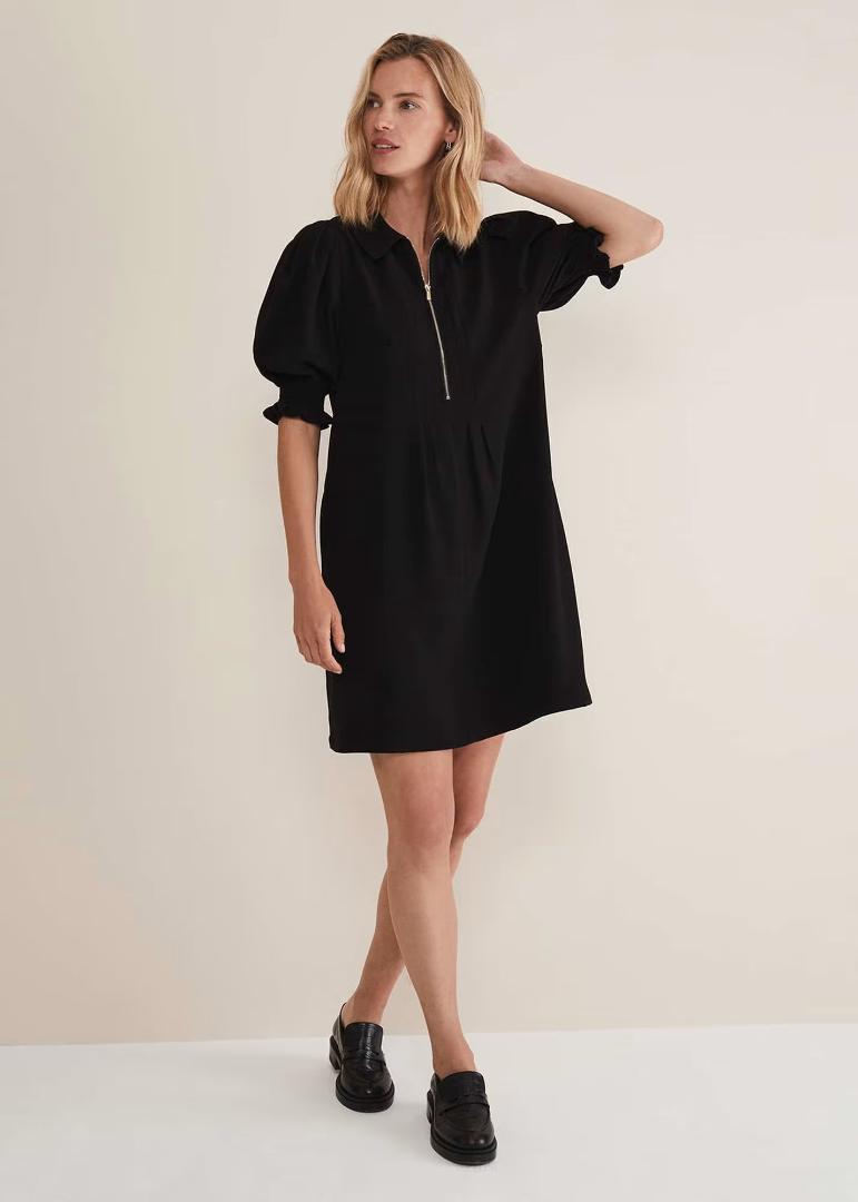 Phase Eight Candice Black Zip Mini Dress - Black
