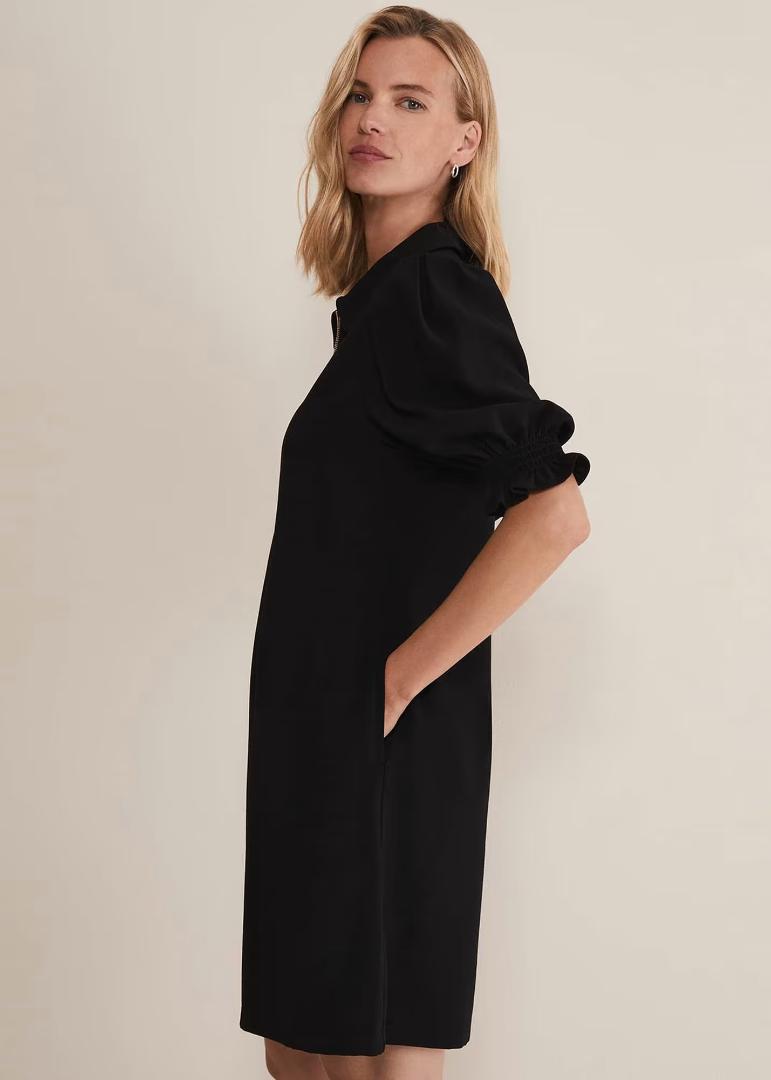 Phase Eight Candice Black Zip Mini Dress - Black