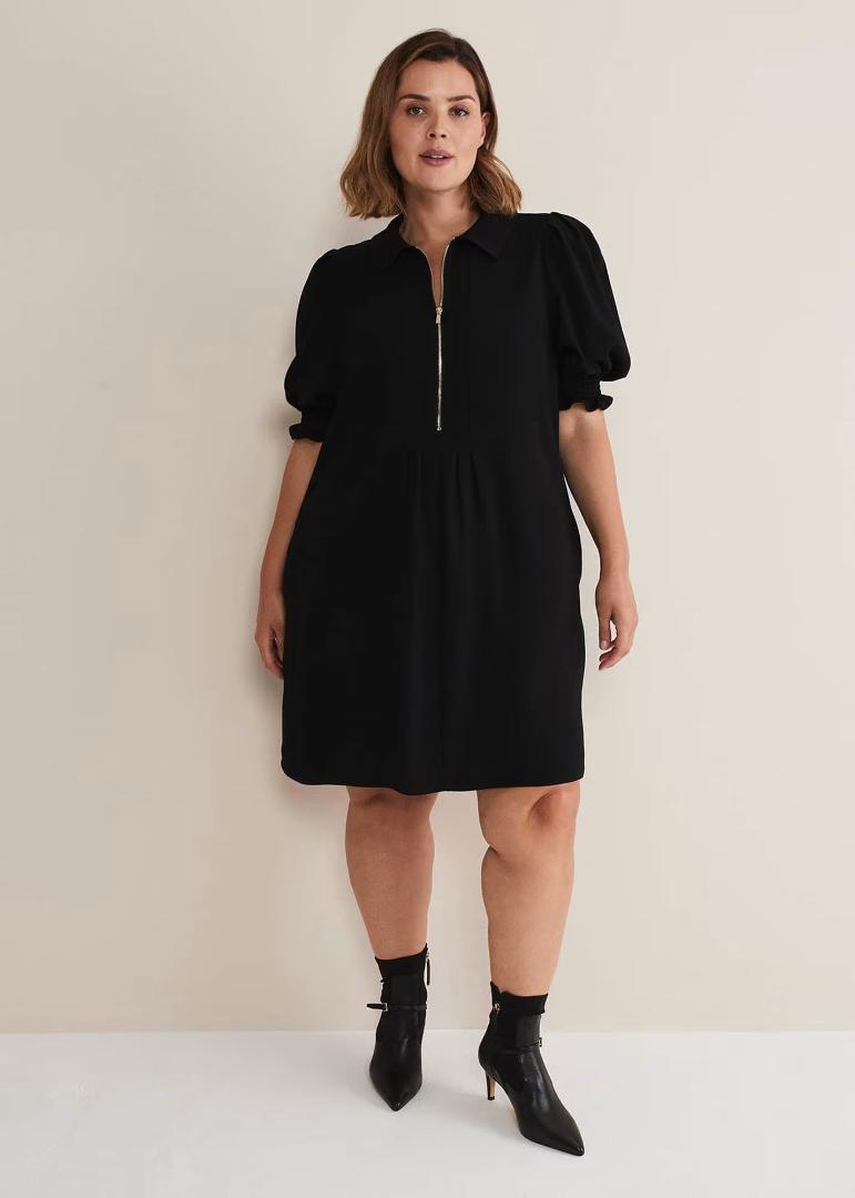 Phase Eight Candice Black Zip Mini Dress - Black