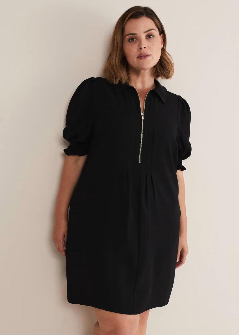 Phase Eight Candice Black Zip Mini Dress - Black