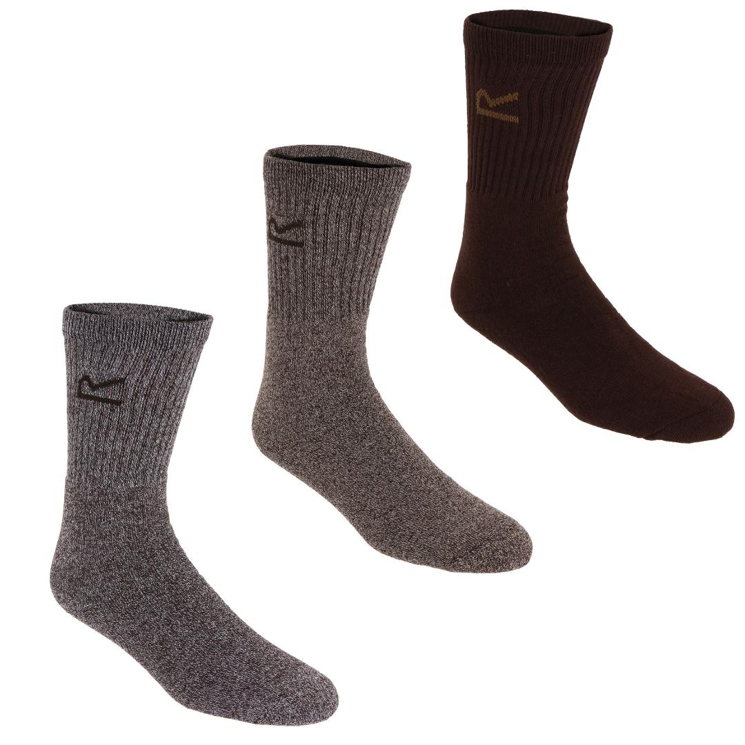 Regatta Men's 3 Pack Socks - Dark Brown Marl
