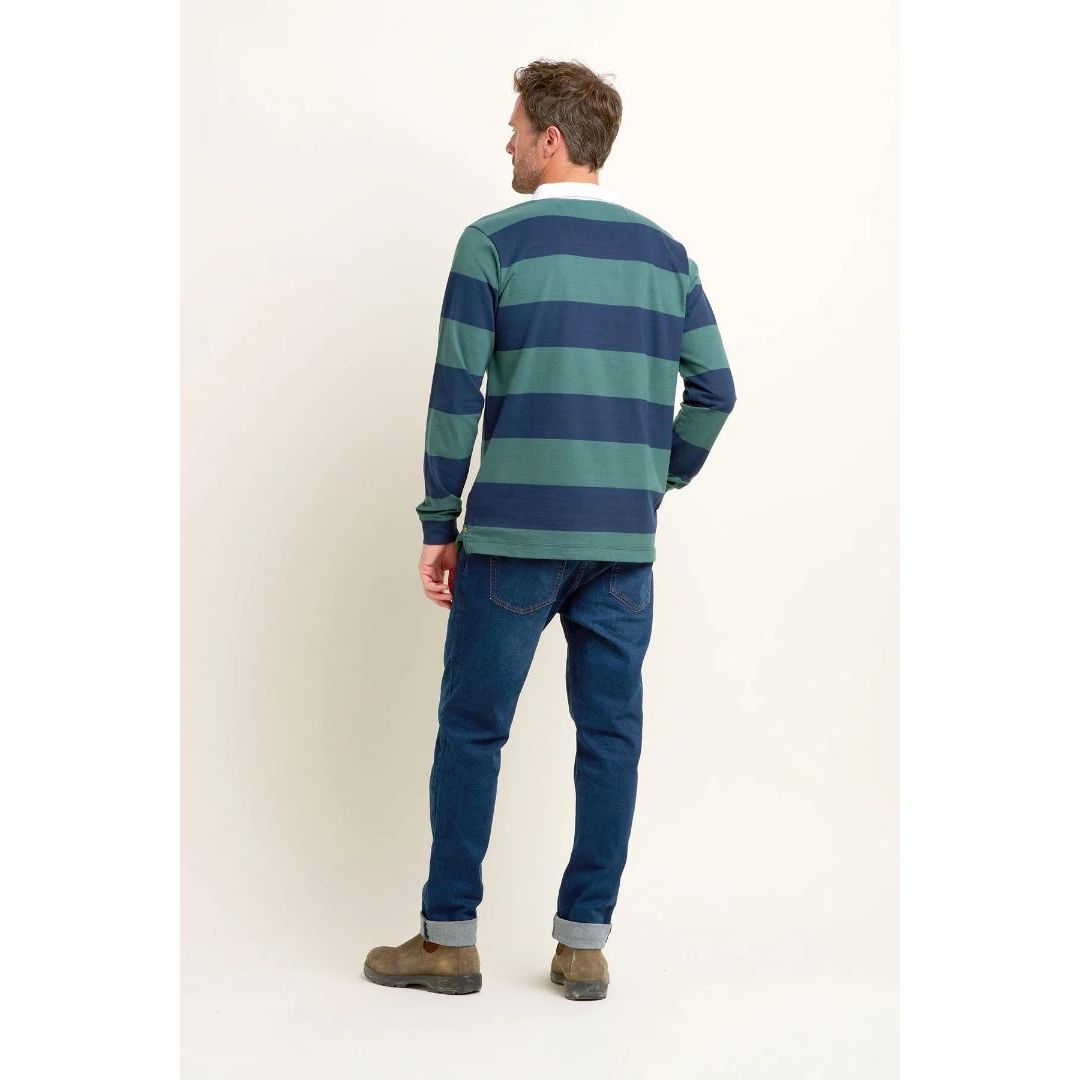 Brakeburn Stripe Rugby Shirt - Navy & Green