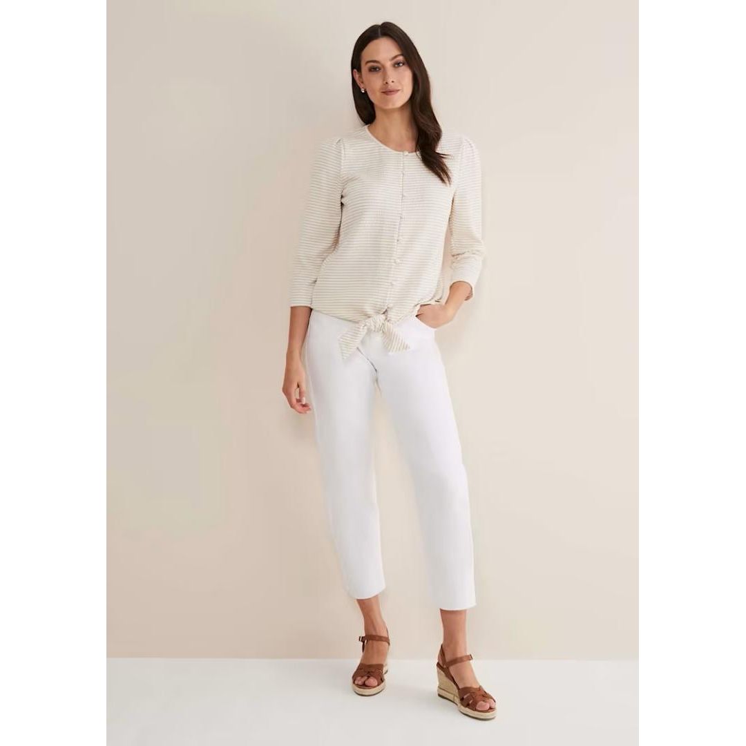 Phase Eight Krissie Textured Tie Front Top - Beige