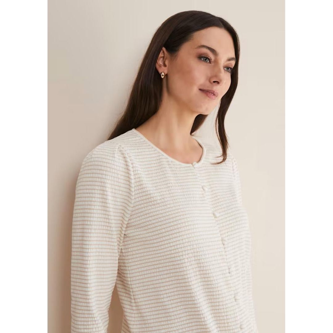 Phase Eight Krissie Textured Tie Front Top - Beige
