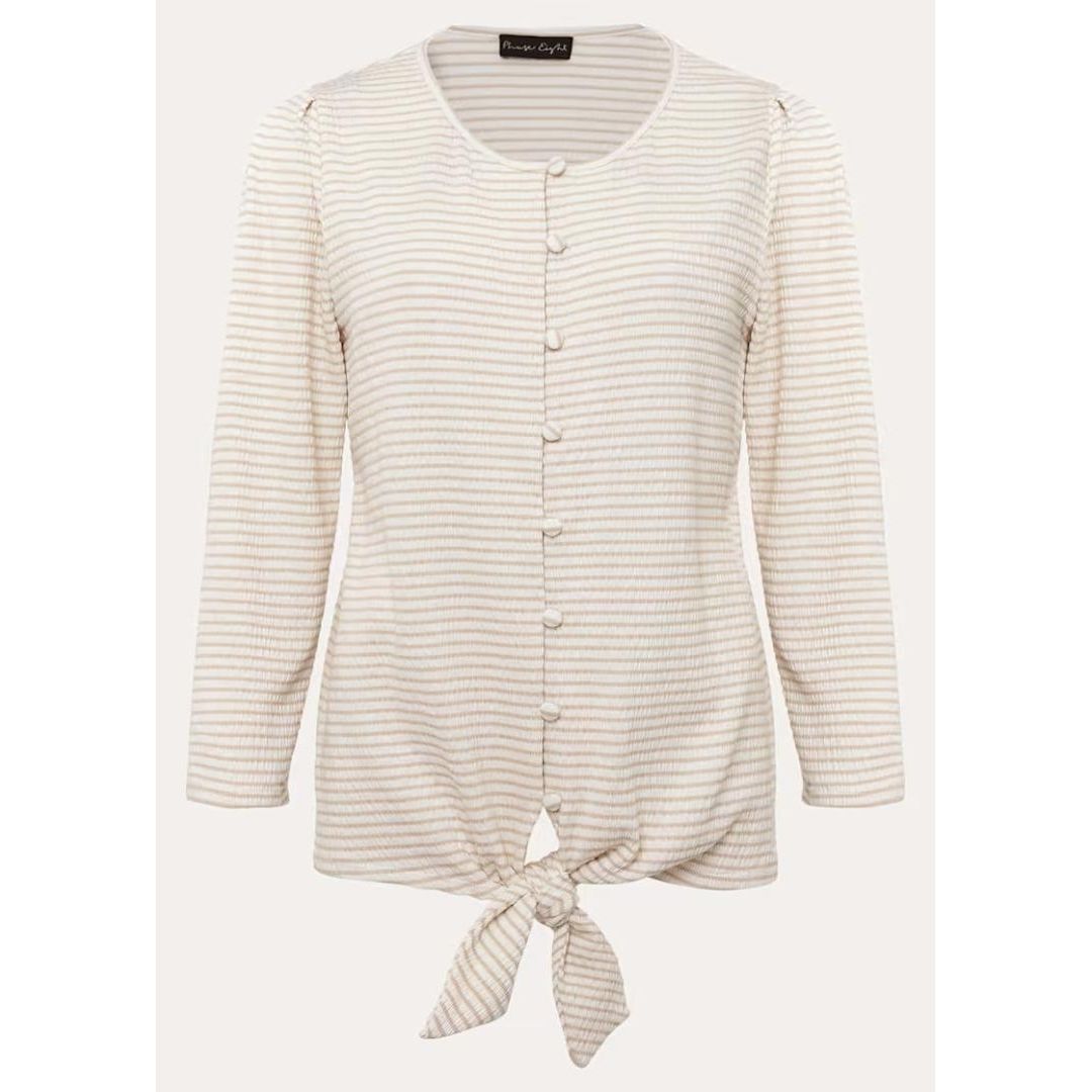 Phase Eight Krissie Textured Tie Front Top - Beige