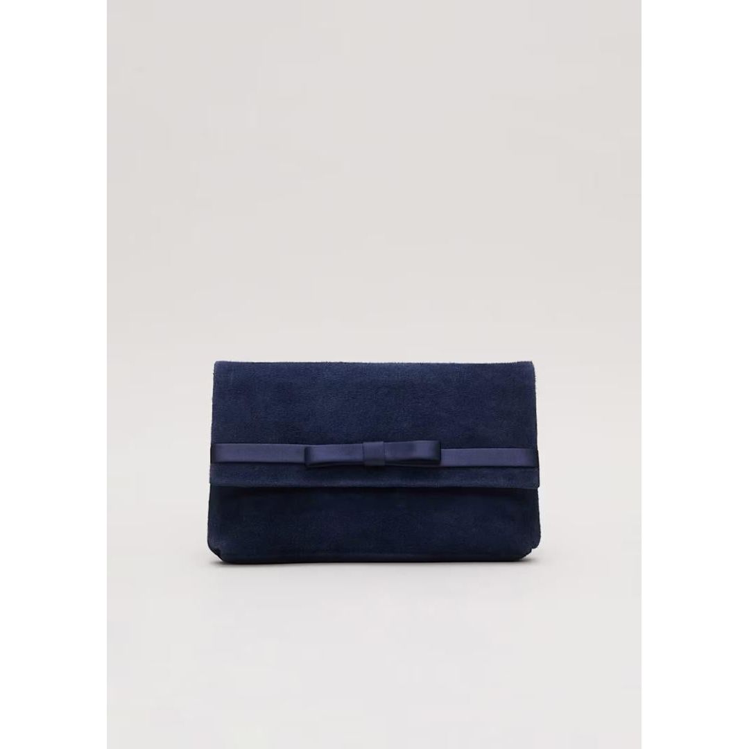 Phase Eight Satin Trim Bow Bag - Navy