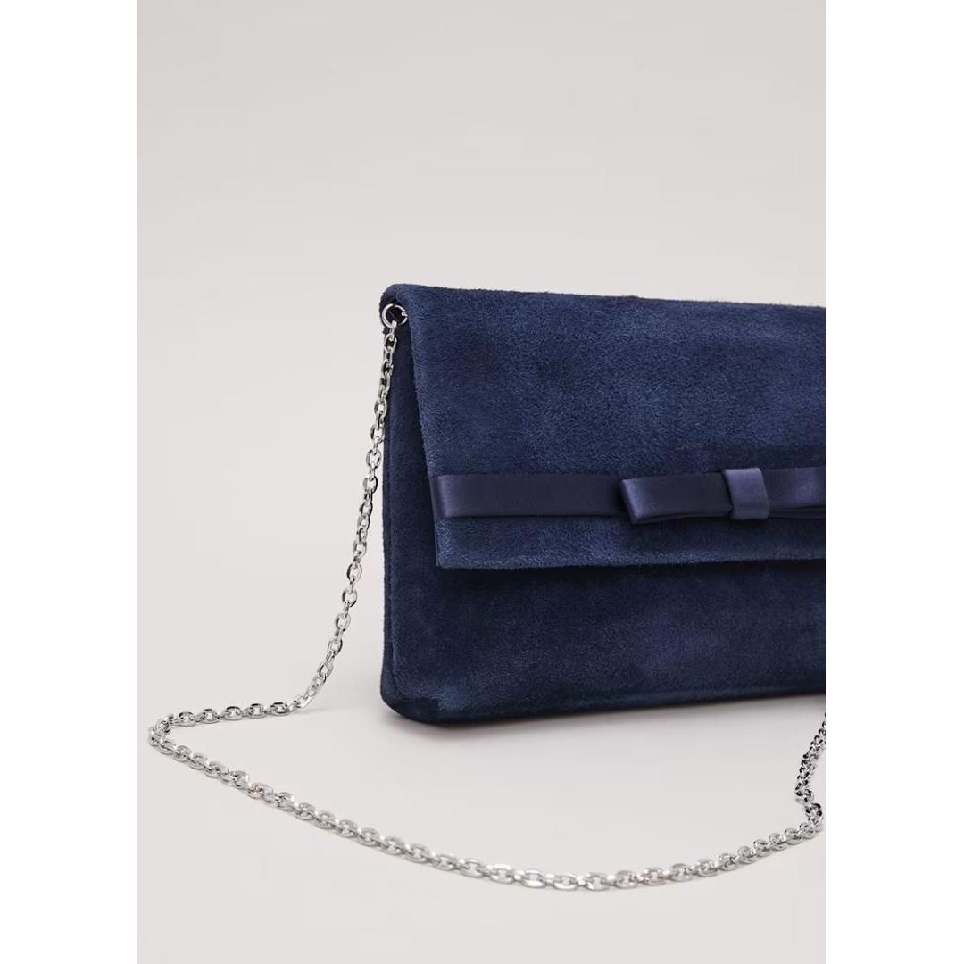 Phase Eight Satin Trim Bow Bag - Navy